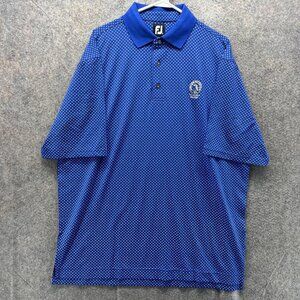 FootJoy Polo Shirt Mens XL Blue Polka Dot Florida State Golf Association Stretch